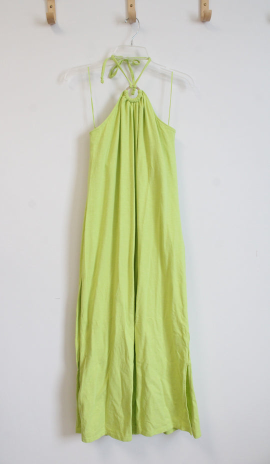 NEW Old Navy Lime Green Halter Neck Maxi Dress | L Tall