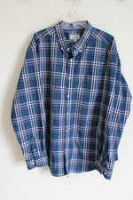 Haggar Blue Plaid Button Down Shirt | XXL