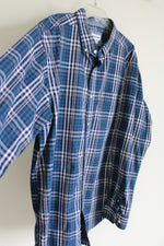 Haggar Blue Plaid Button Down Shirt | XXL