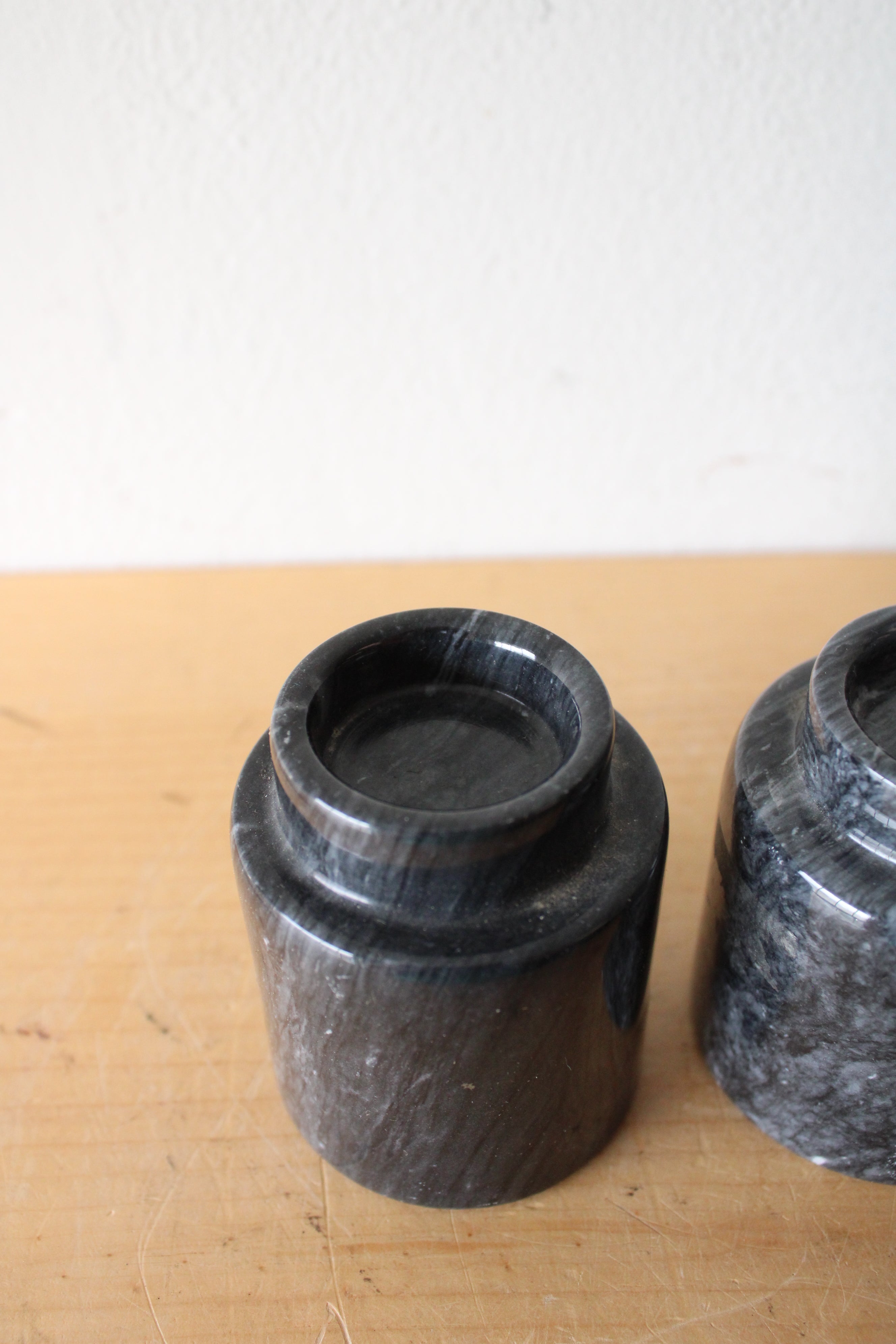 Black Gray Marble Candle Votives | Set Of 2