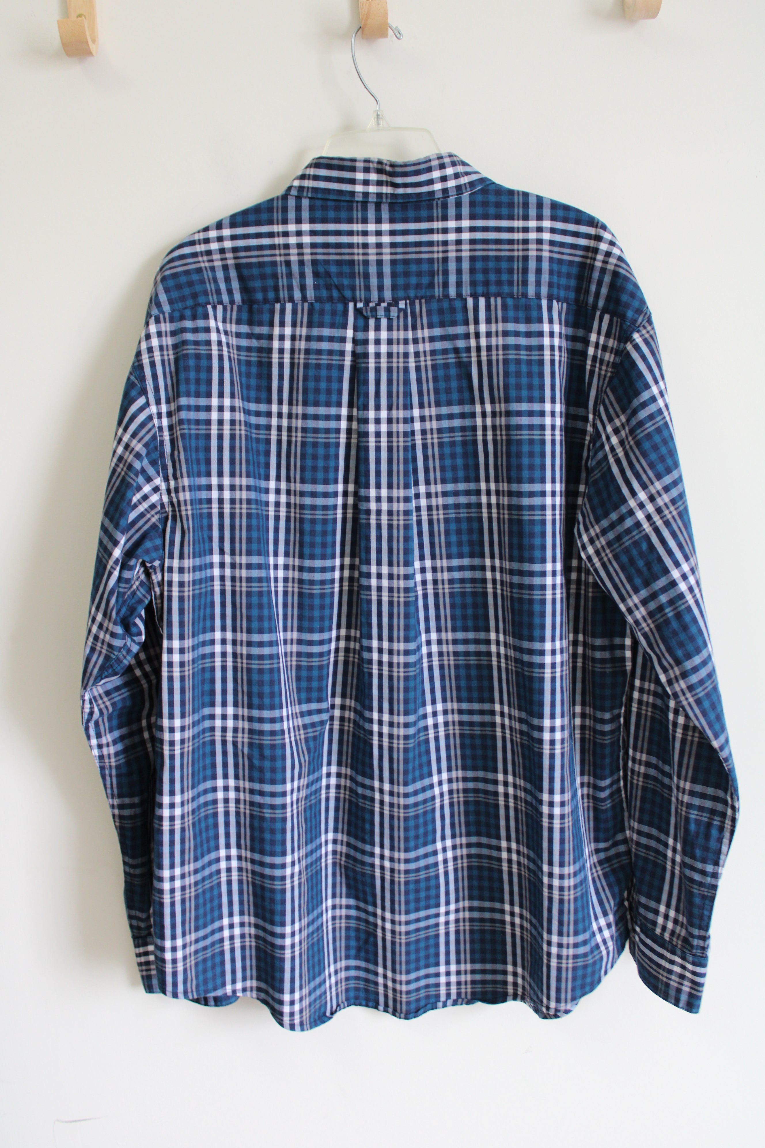 Haggar Blue Plaid Button Down Shirt | XXL