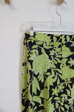 Evan-Picone Black Label Green & Black Floral White Dotted Skirt | M