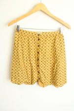 Cooperative Gold Scalloped Button Down Mini Skirt | 2