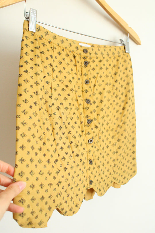 Cooperative Gold Scalloped Button Down Mini Skirt | 2