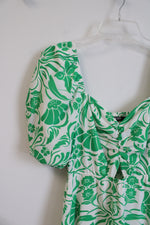 BTFBM Green & White Floral Tiered Midi Dress | S