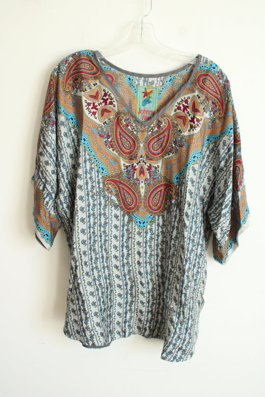 Johnny Was Paisley Silk Blue Blouse | M