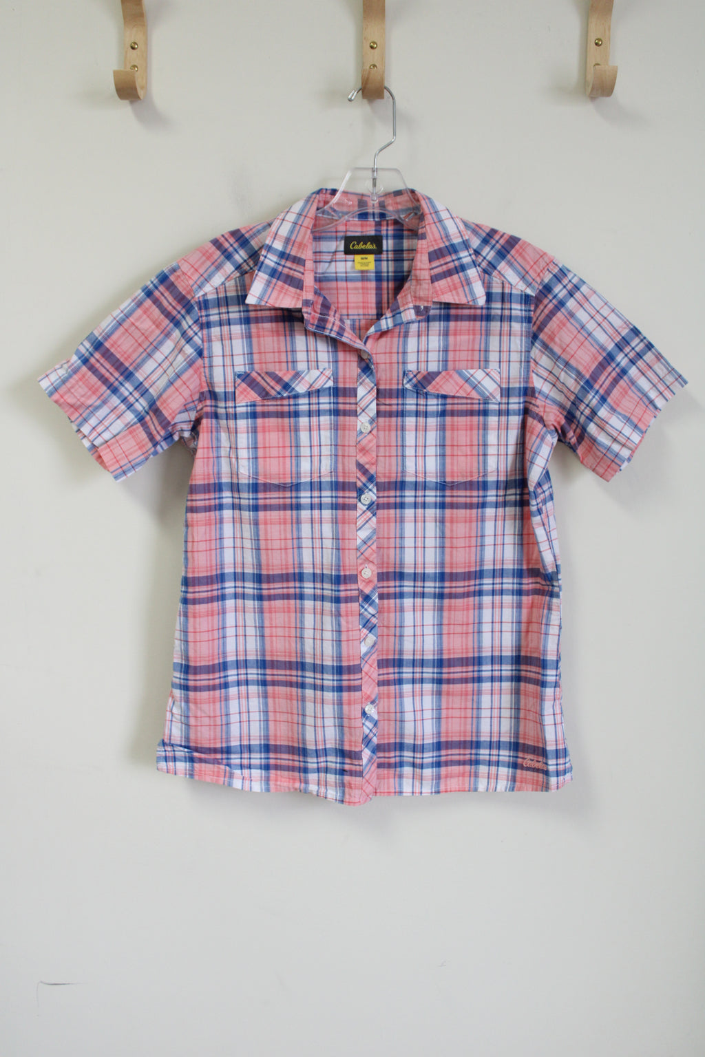 Cabela's Pink & Blue Plaud Button Down Shirt | M