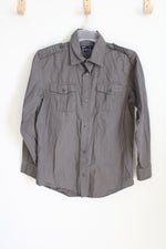 Gap Kids Green Gray Striped Button Down Shirt | XL (14/16)