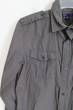 Gap Kids Green Gray Striped Button Down Shirt | XL (14/16)