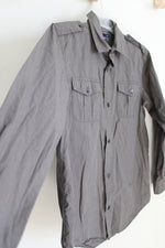 Gap Kids Green Gray Striped Button Down Shirt | XL (14/16)