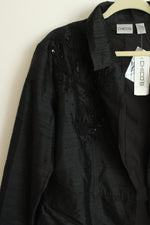NEW Chico's Black Beaded Silk Jacket | 2