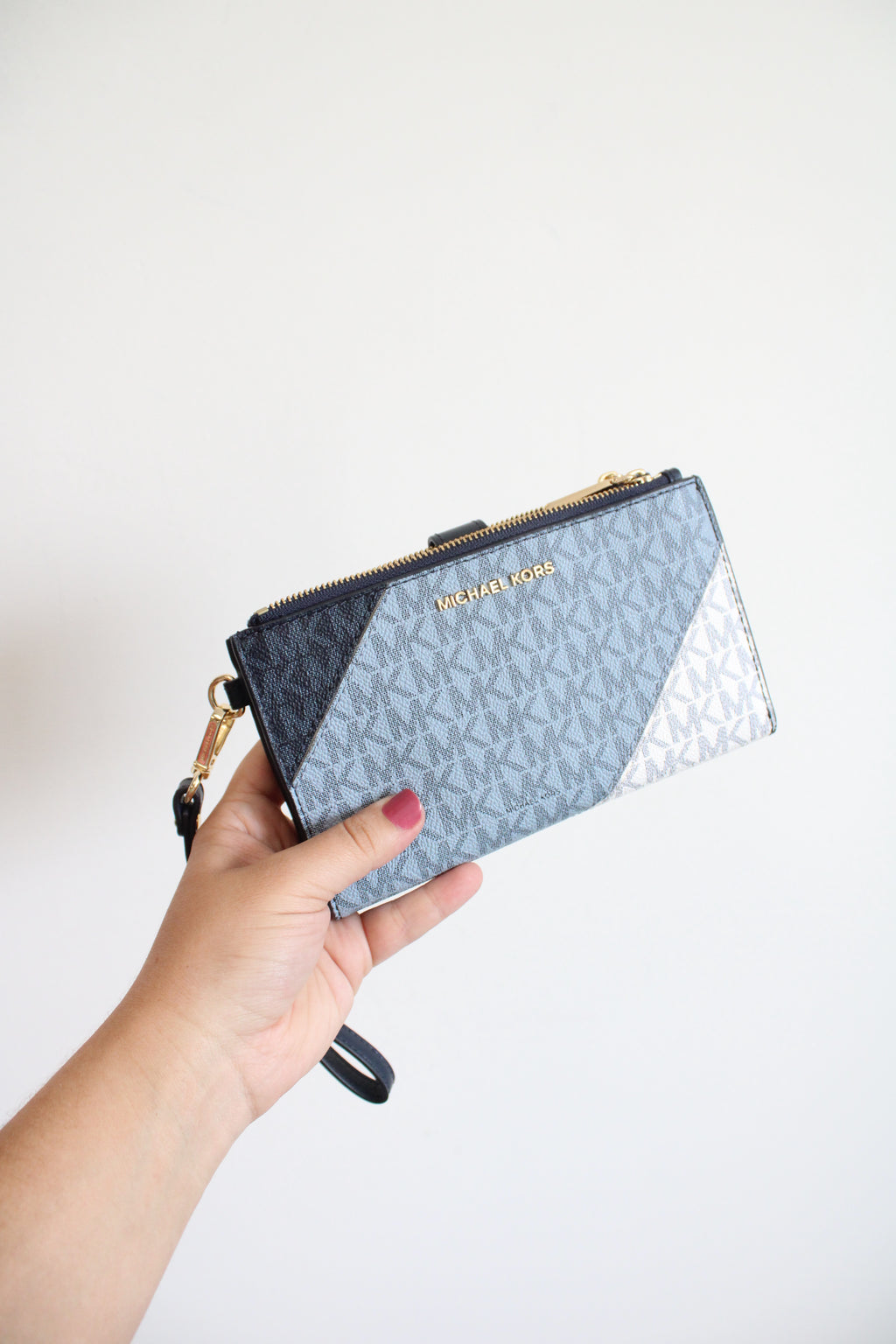 Michael Kors Blue Color Block Logo Smartphone Wallet