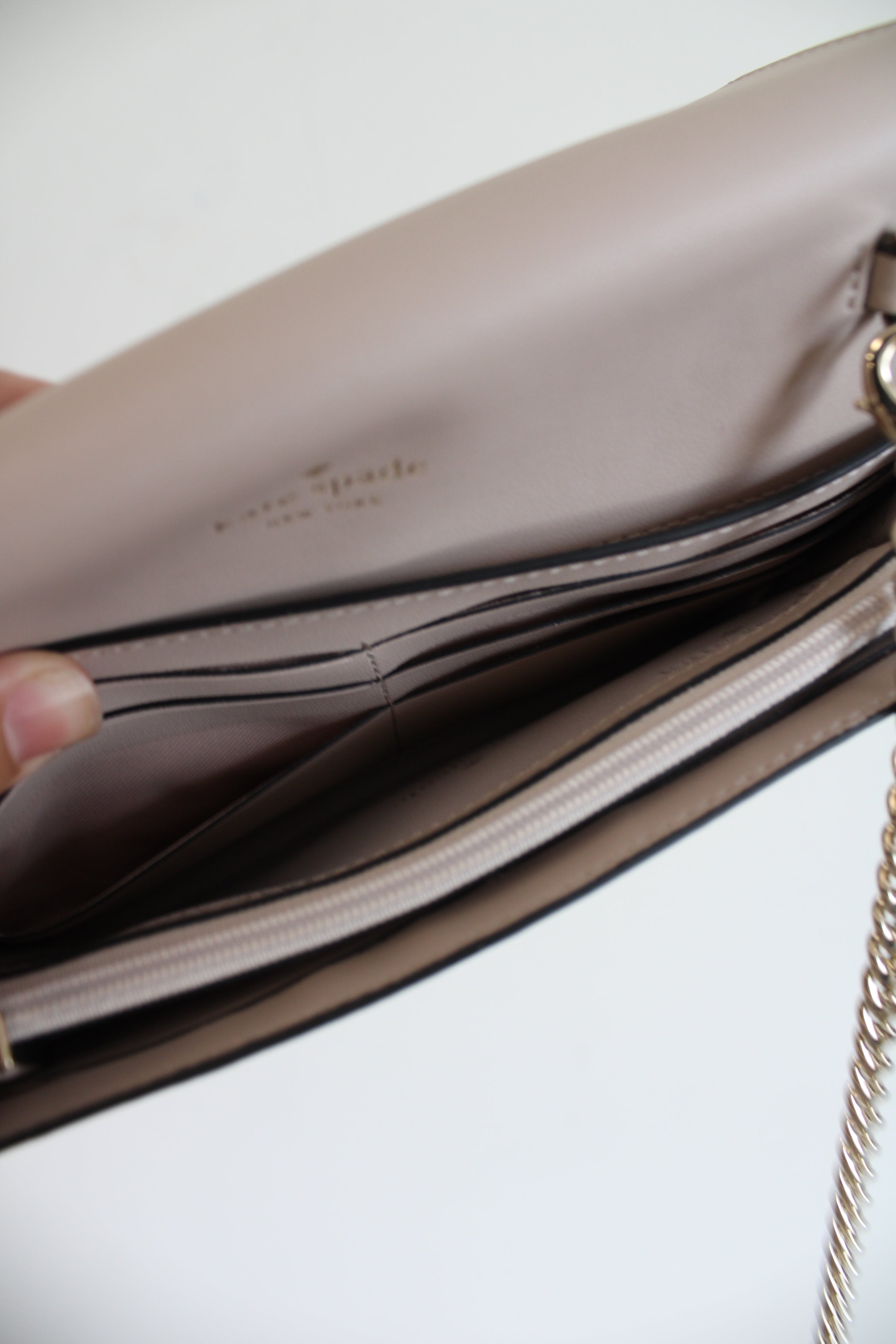 Kate Spade Gemma Scalloped Edge Black Chain Strap Wallet