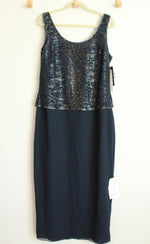 NEW JKara Navy Blue Beaded Dress | 16