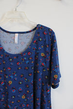 NEW LuLaRoe Perfect T Blue Patterned Top | XL
