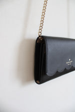 Kate Spade Gemma Scalloped Edge Black Chain Strap Wallet