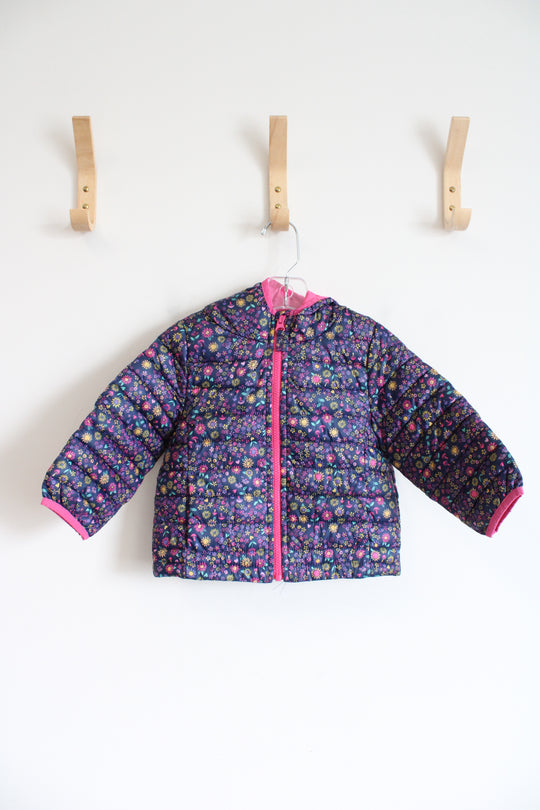 Jumping Beans Blue Floral Puffer Jacket | 18 MO