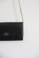 Kate Spade Gemma Scalloped Edge Black Chain Strap Wallet
