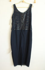NEW JKara Navy Blue Beaded Dress | 16