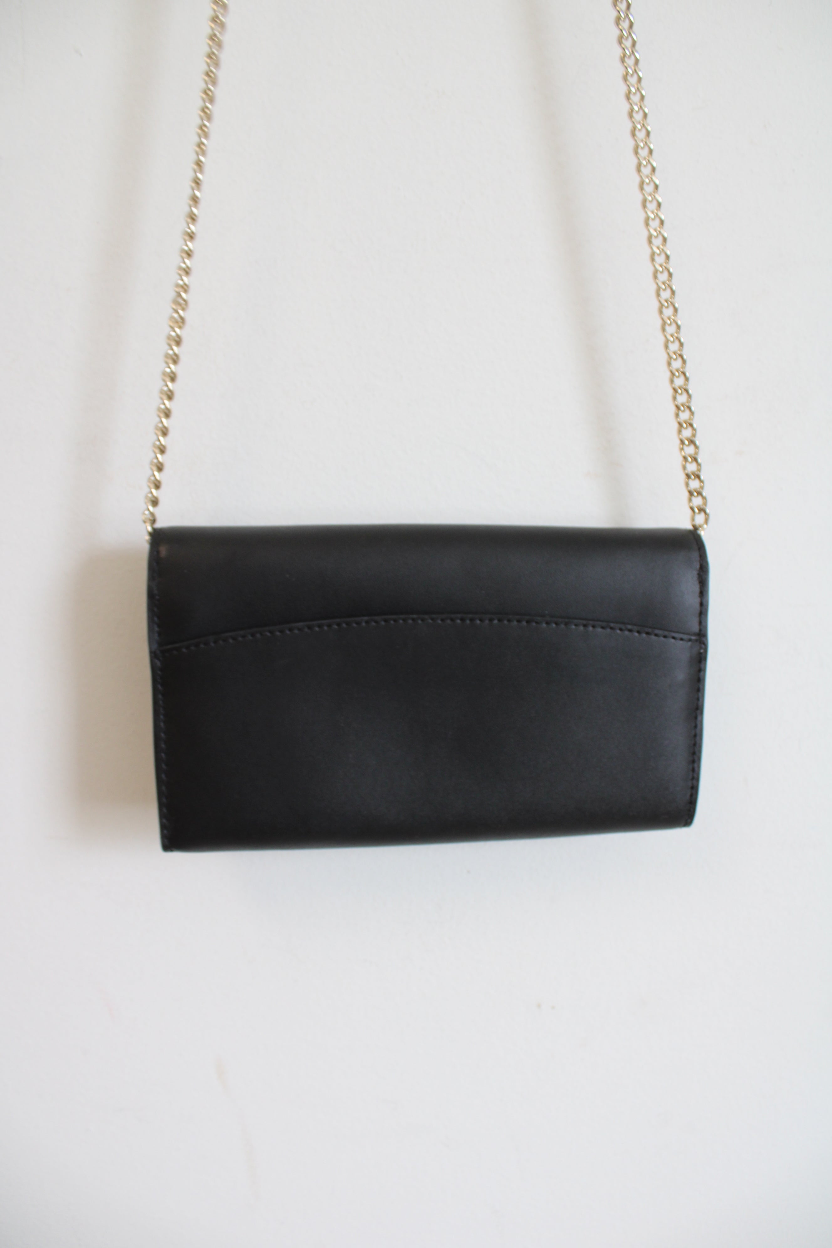 Kate Spade Gemma Scalloped Edge Black Chain Strap Wallet