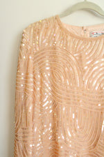 Talbots Joan Leslie Peach Pink Silk Beaded Vintage Top | M