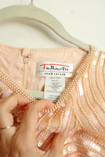 Talbots Joan Leslie Peach Pink Silk Beaded Vintage Top | M