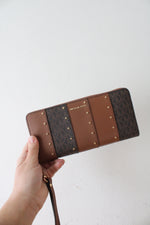 Michael Kors Studded Patchwork Signature Continental Wristlet Wallet