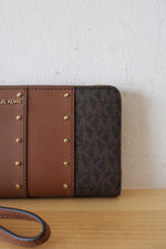 Michael Kors Studded Patchwork Signature Continental Wristlet Wallet
