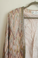 Marilyn Vintage Pink Chevron Beaded Jacket | L/XL
