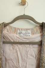 Marilyn Vintage Pink Chevron Beaded Jacket | L/XL