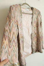 Marilyn Vintage Pink Chevron Beaded Jacket | L/XL