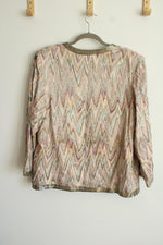 Marilyn Vintage Pink Chevron Beaded Jacket | L/XL