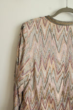 Marilyn Vintage Pink Chevron Beaded Jacket | L/XL