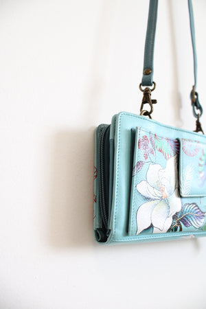 Anuschka Jardin Bleu Floral Crossbody Wallet