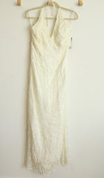 NEW Jessica McClintock Vintage Ivory Bridal Halter Neck Beaded Dress | 10