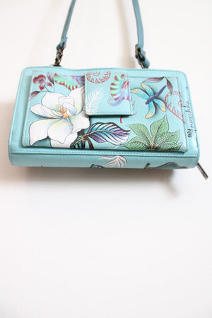 Anuschka Jardin Bleu Floral Crossbody Wallet
