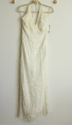 NEW Jessica McClintock Vintage Ivory Bridal Halter Neck Beaded Dress | 10