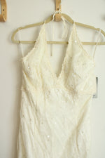 NEW Jessica McClintock Vintage Ivory Bridal Halter Neck Beaded Dress | 10