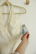 NEW Jessica McClintock Vintage Ivory Bridal Halter Neck Beaded Dress | 10