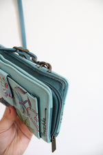 Anuschka Jardin Bleu Floral Crossbody Wallet