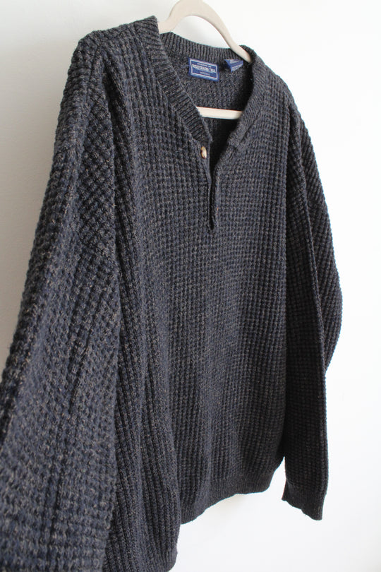 Susquehanna Trail Outfitters Vintage Navy & Brown Speckled Chunky Henley Sweater | XXL