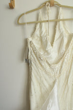 NEW Jessica McClintock Vintage Ivory Bridal Halter Neck Beaded Dress | 10