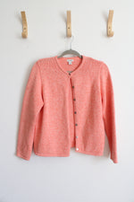 L.L.Bean Coral Pink Button Down Cardigan | M Petite