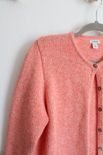 L.L.Bean Coral Pink Button Down Cardigan | M Petite