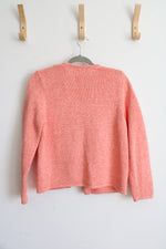 L.L.Bean Coral Pink Button Down Cardigan | M Petite