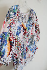 Chico's White Colorful Tropical Muslin Top | 0 (S)