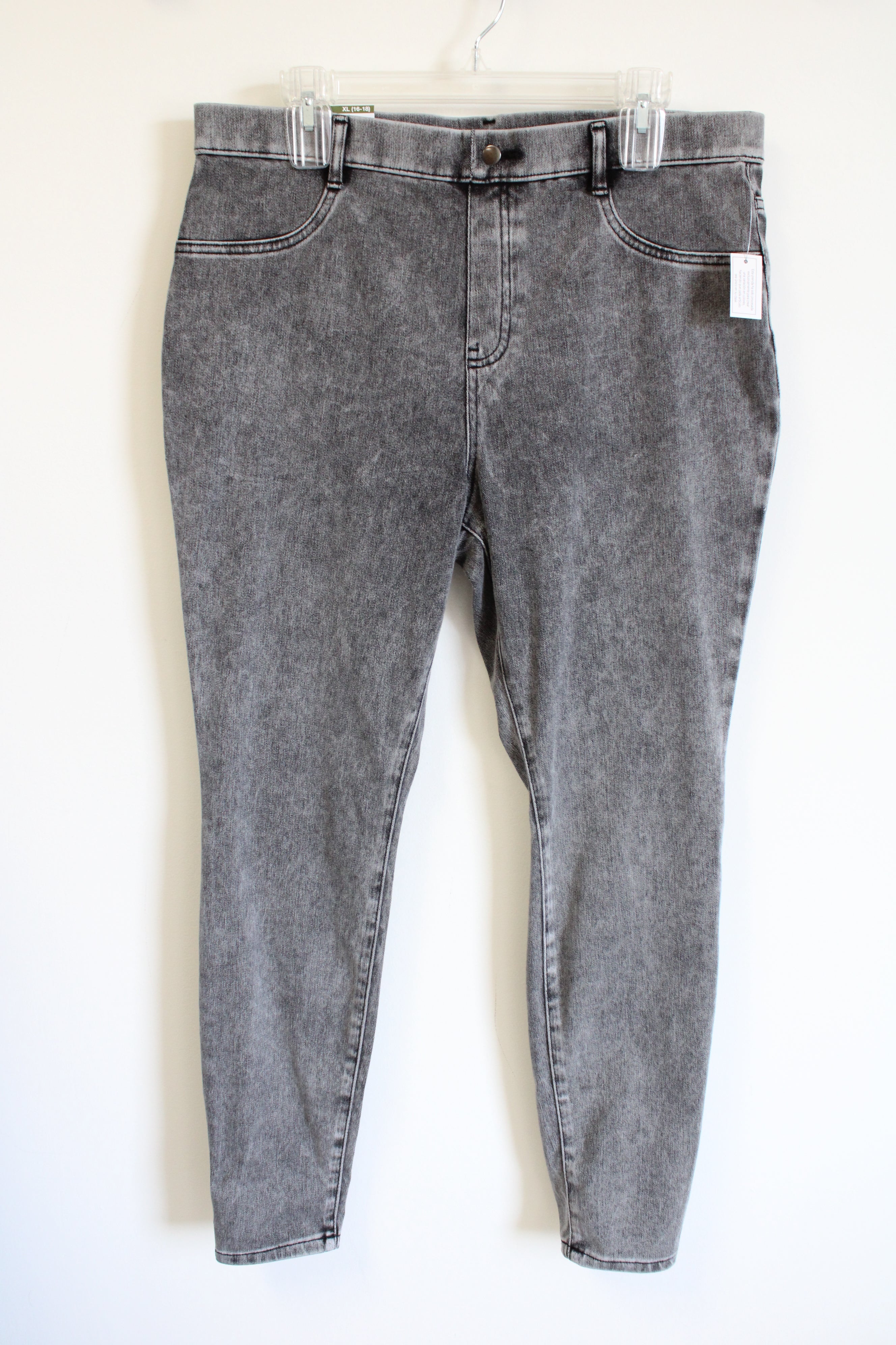 NEW Time And Tru High Rise Stretch Fitted Gray Wash Jegging | XL (16/18)