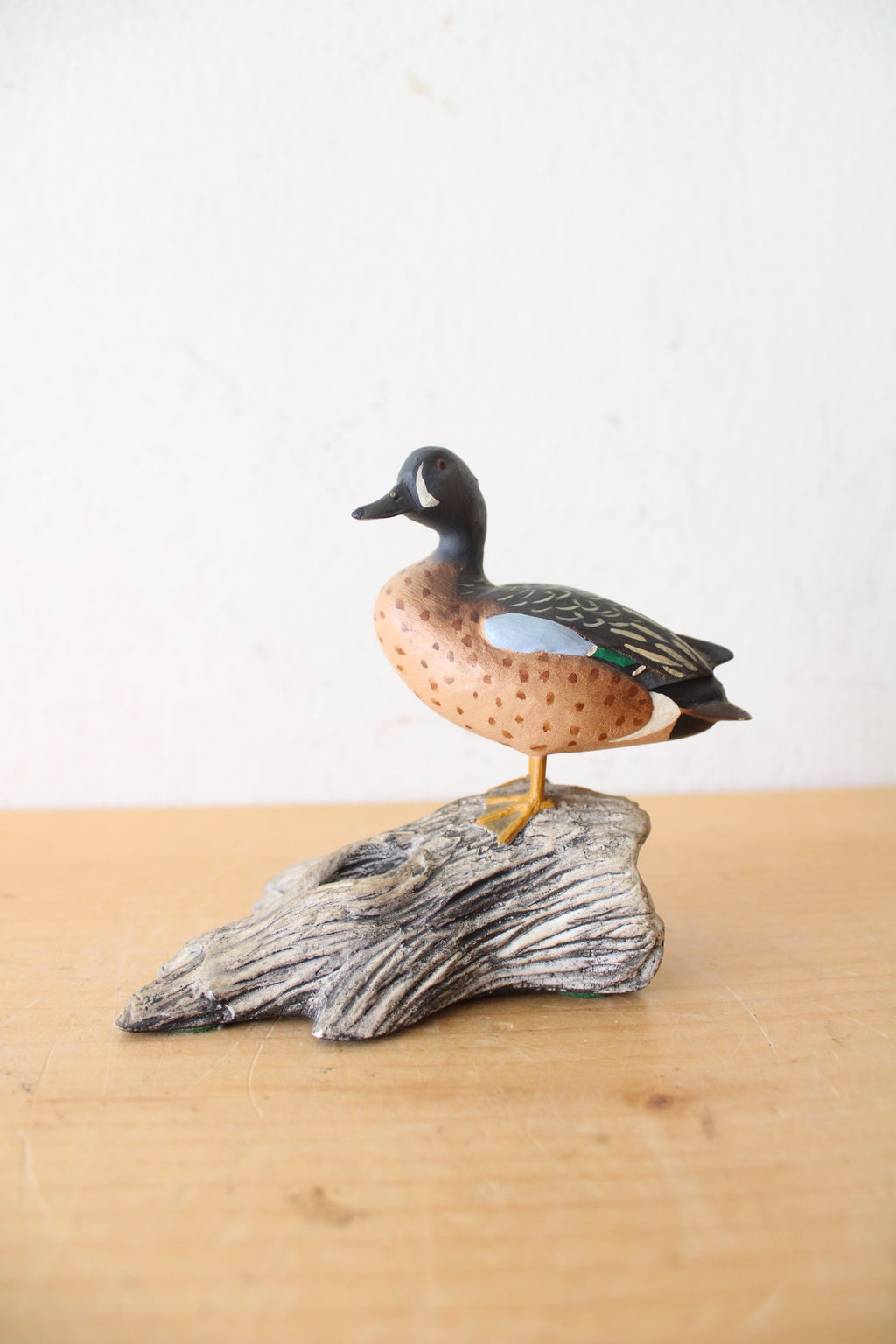 Hand Painted Blue-Winged Teal Drake Duck Figurine