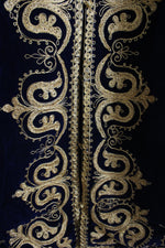 Vintage Navy Velvet & Gold Trim Kaftan