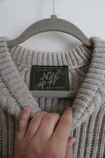 Niffi Tan Wool & Suede Chunky Sweater | XL